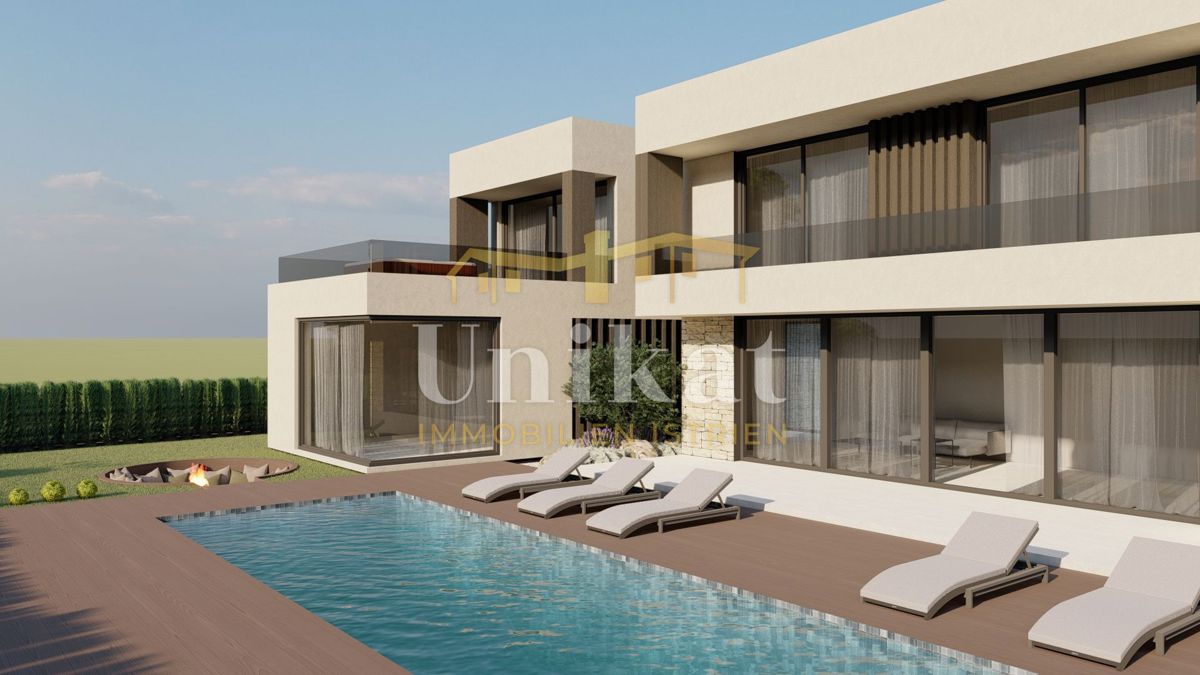 Moderna casa a schiera con piscina e vista sul verde, Poreč